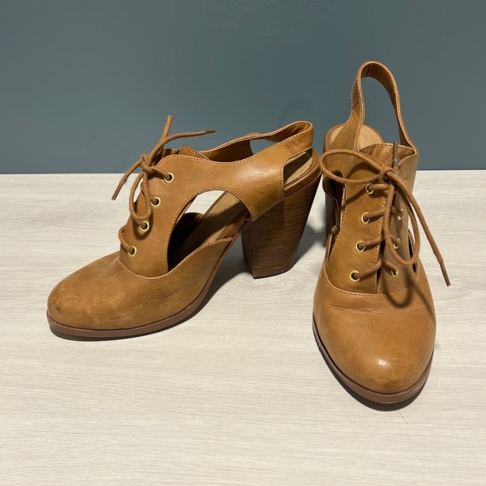 Brown leather booties